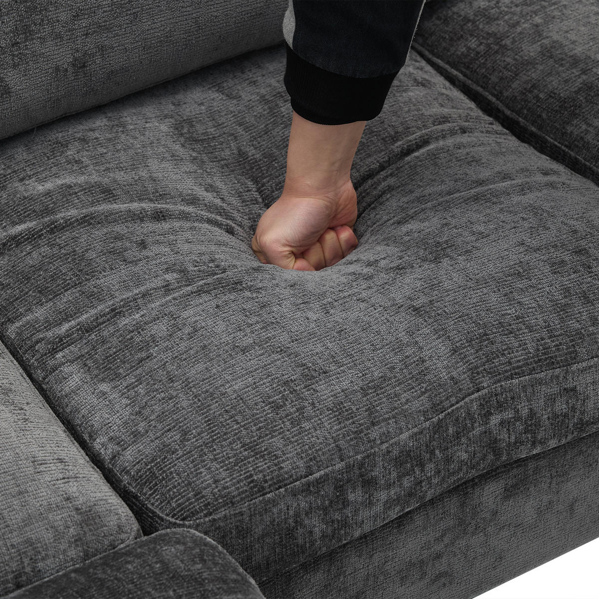 3-SITZER-ECKSOFA aus Stoff 194x118x81 cm in Grau mit Schlaffunktion - Grau, Textil (118/81/194cm) - Modfu