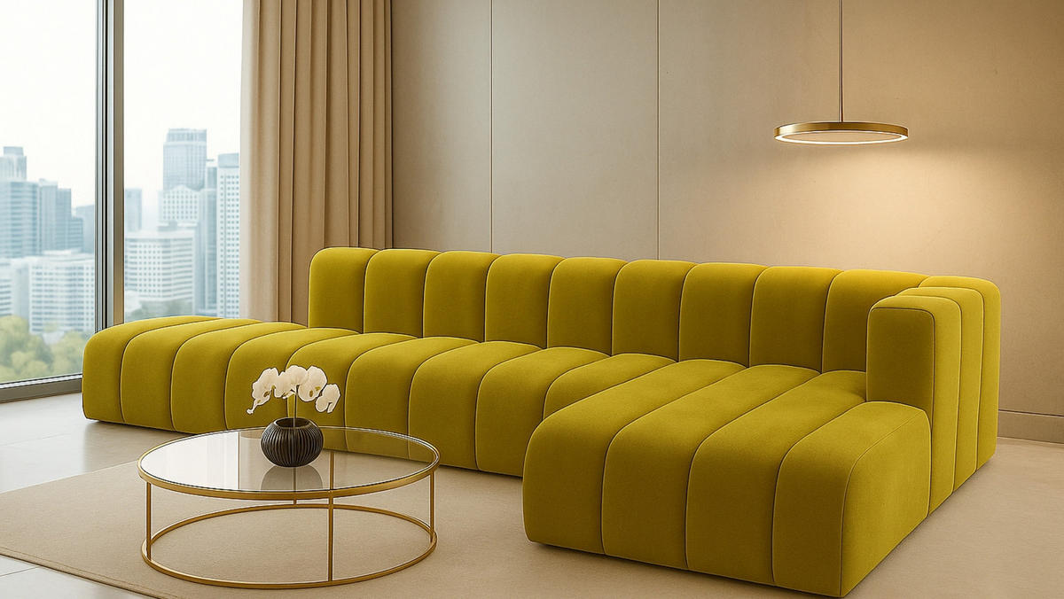 ECKSOFA Mit Hocker GRAND L, Stoff Salvador, Olive, Rechts - Olivgrün, Holz (386/179cm) - Kaiser Möbel