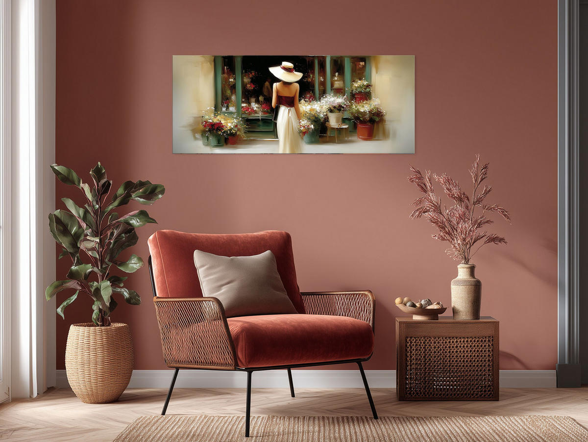 GLASBILD 125x50 cm Frau figurative Kunst - Beige, Glas (125/50cm) - artissimo