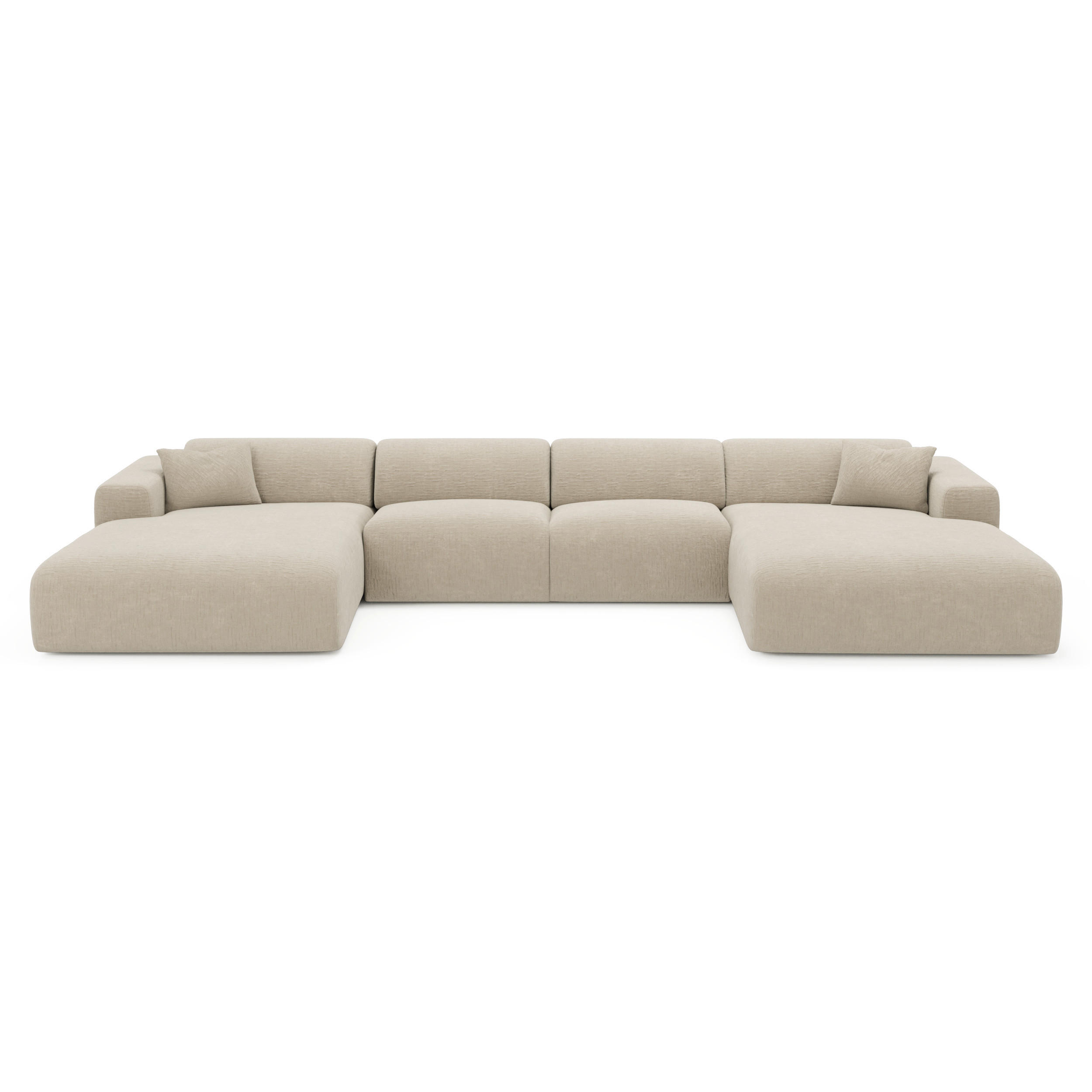 WOHNLANDSCHAFT Texturierter Samt Beige 356cm - Beige, Textil (356/73/166cm) - Sia Home