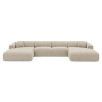 WOHNLANDSCHAFT Texturierter Samt Beige 356cm - Beige, Textil (356/73/166cm) - Sia Home