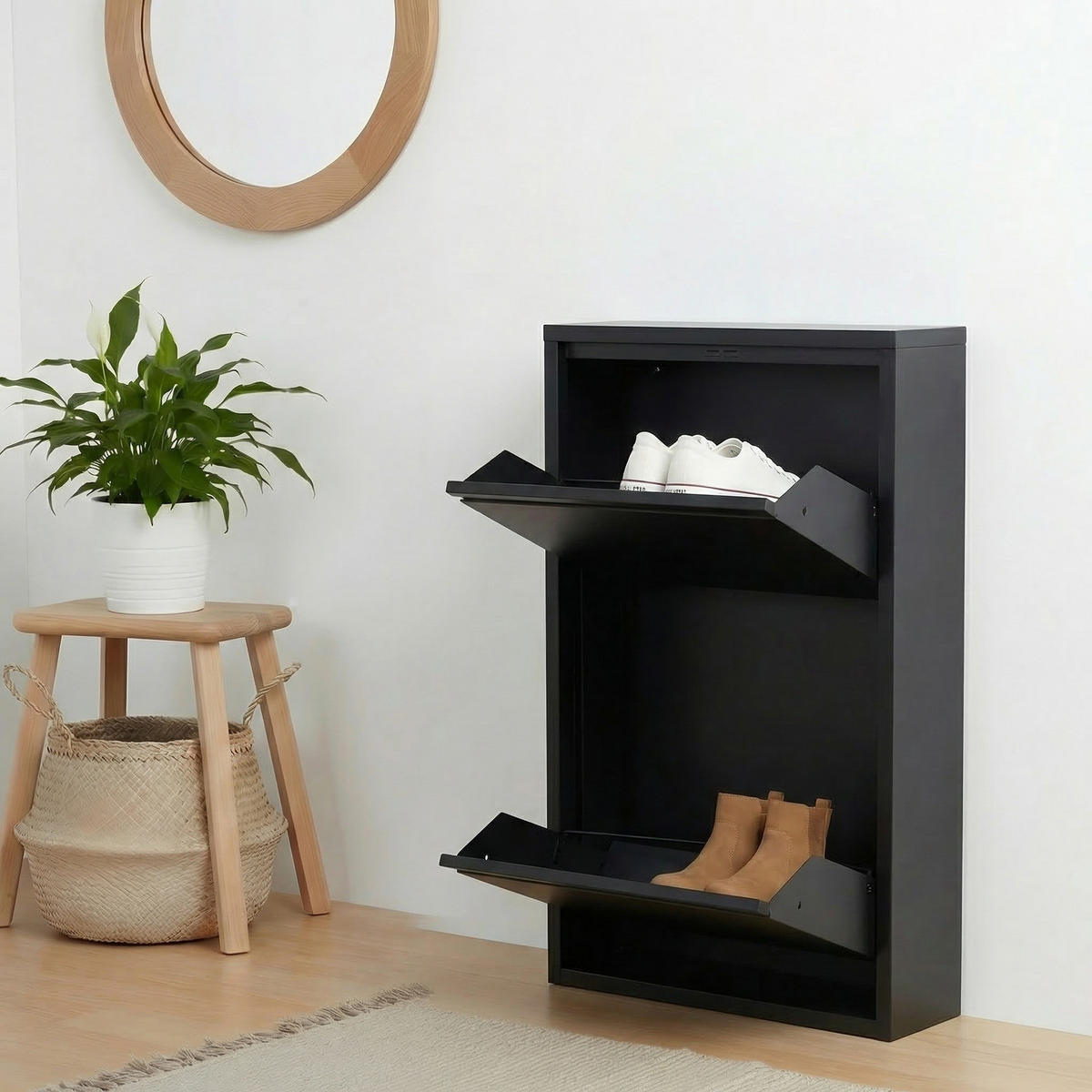SCHUHKIPPER Pisa Schwarz 50/16/73 cm - Schwarz, Metall (50/73/16cm) - ebuy24