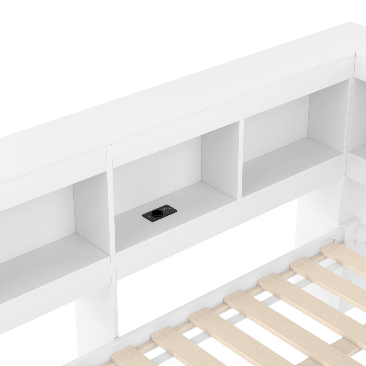 TAGEBETT 140x200cm Weiß Spanplatte 2 Schubladen Steckdose USB - Weiß, Holz (140/200cm) - FLIEKS