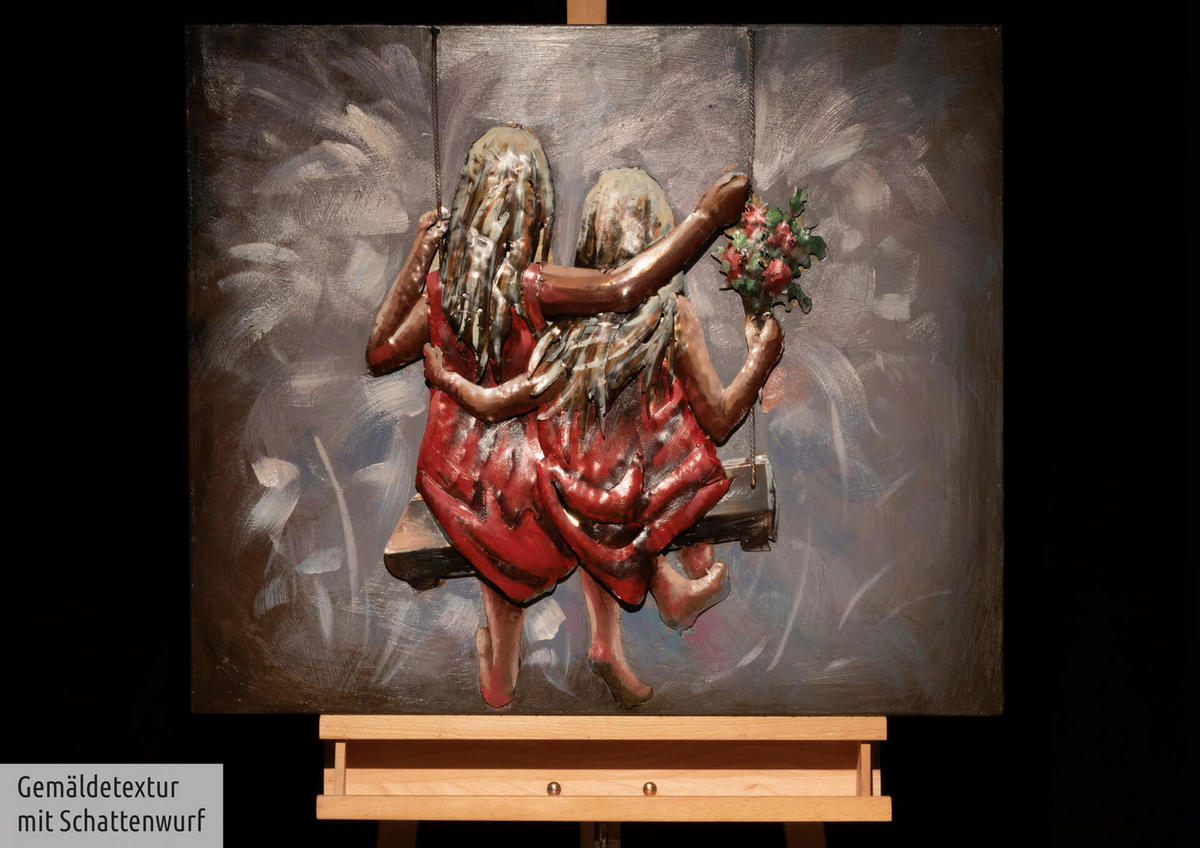 METALLBILD Taupe 80/60 cm - Rot/Grau, Metall (80/60cm) - KUNSTLOFT