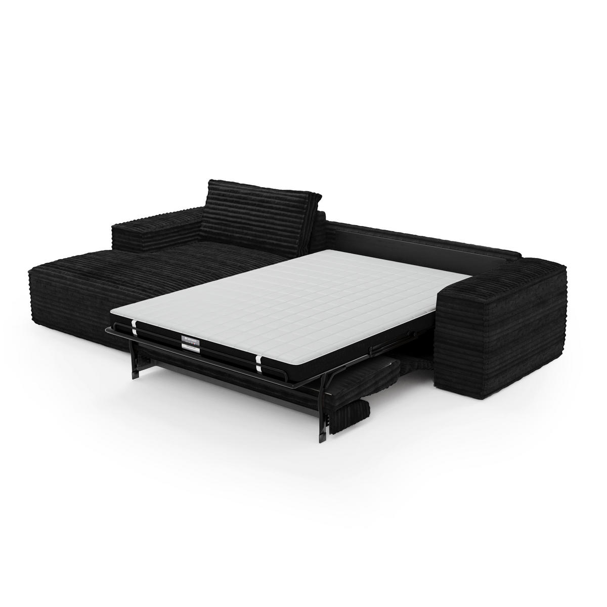 ECKSOFA LINKS Gerippter Samt Dunkles Anthrazit 302cm - Anthrazit, Textil (165/302cm) - Sia Home