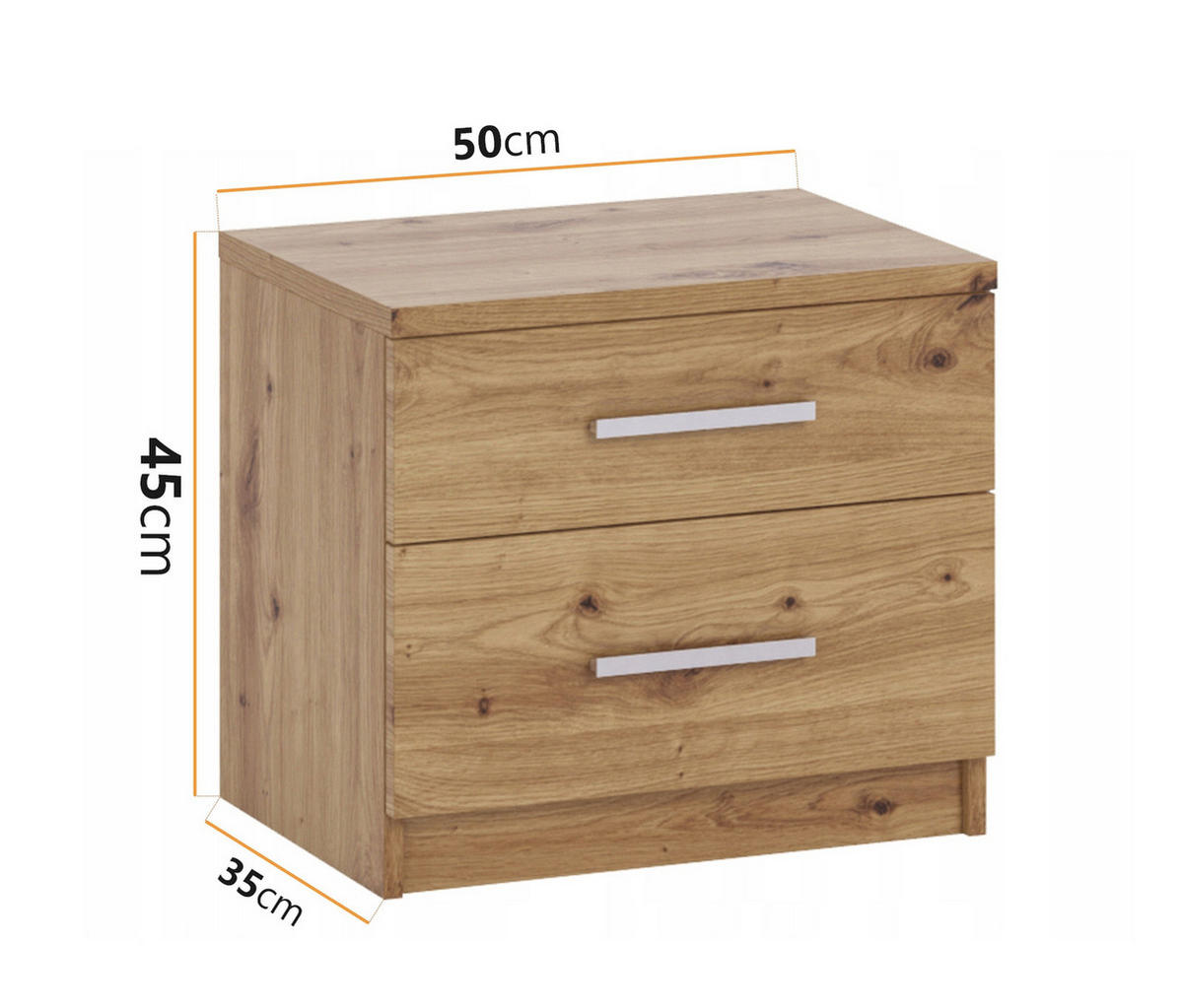 NACHTTISCH Tamiza 50x35 cm - Silberfarben/Eiche Artisan, Holzwerkstoff/Kunststoff (50/45/35cm) - Ravio