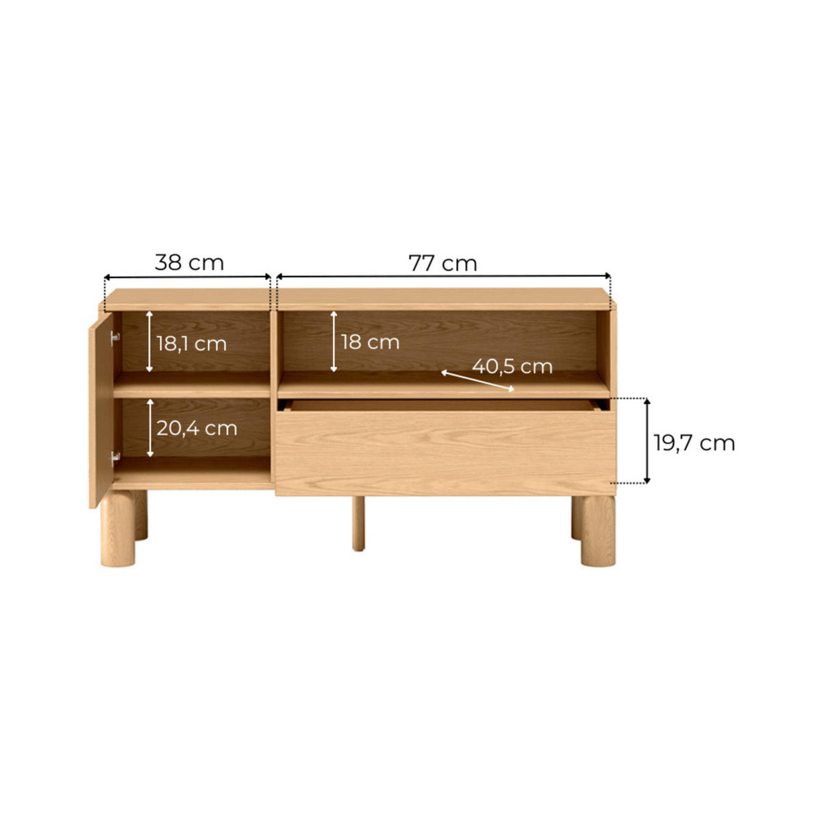 TV-LOWBOARD Sanden SN-5 120 x 61,6 x 40,6 cm Eiche Bookmatch - Eichefarben, Holz/Holzwerkstoff (120/61.6/40.6cm) - Koseto