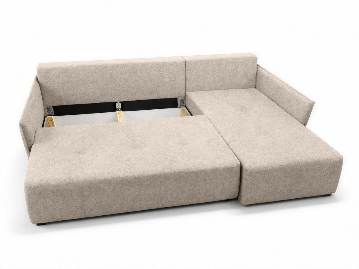 ECKSOFA L Form Damascus Beige 212/143/88 cm Rechts mit Schlaffunktion - Beige/Schwarz, Kunststoff/Textil (212/143cm) - AX Living