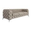 CHESTERFIELD-SOFA 3-Sitzer Laura Dunkle Creme Samt - Silberfarben/Creme, Holz/Textil (243/75/100cm) - S-Style Möbel