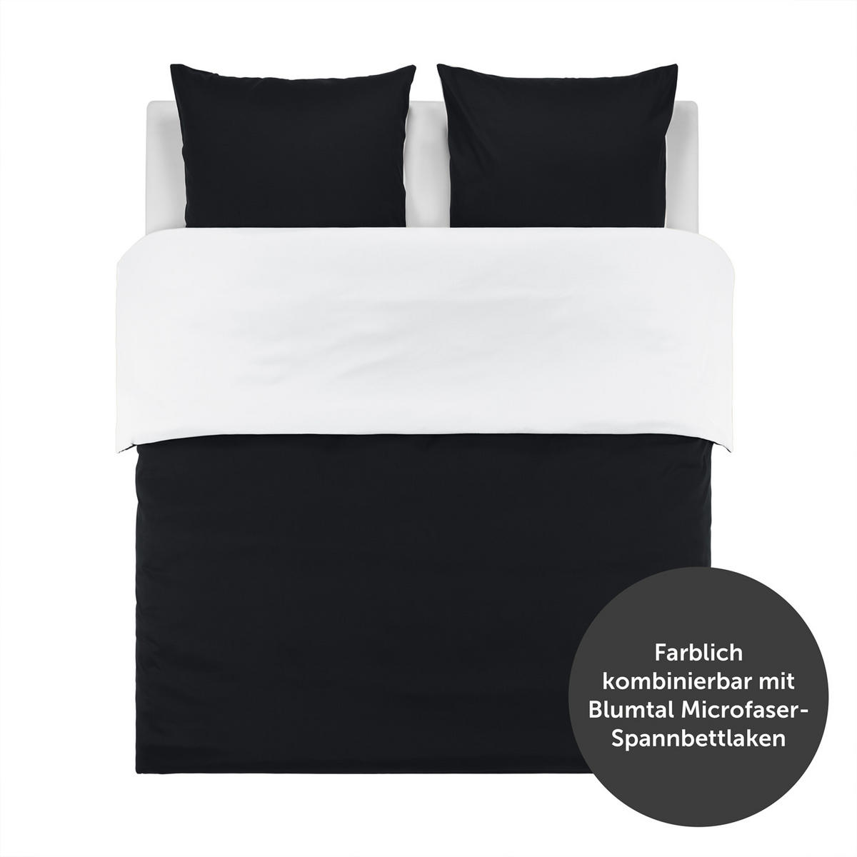 WENDEBETTWÄSCHE Ebba 155/200 cm 2 mal 80/80 cm, Schwarz und Weiß - Schwarz/Weiß, Textil (155/200cm) - Blumtal