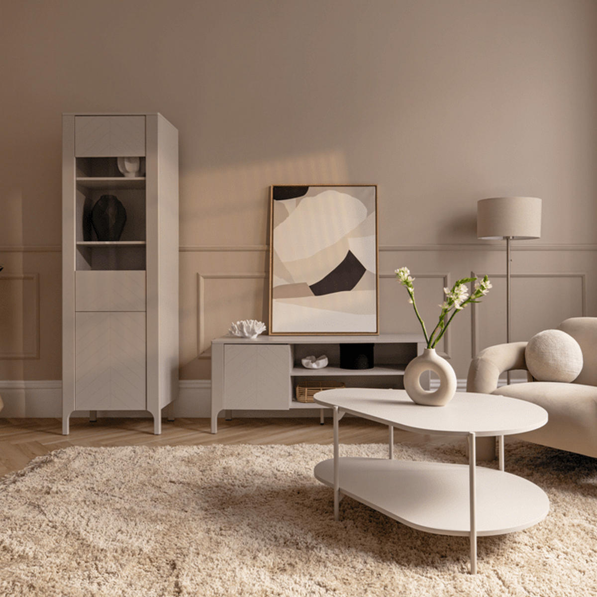 VITRINE Malumi MM-4 60 x 197 x 40,5 cm Kaschmir - Kaschmir, Holzwerkstoff (60/197/40.5cm) - Koseto
