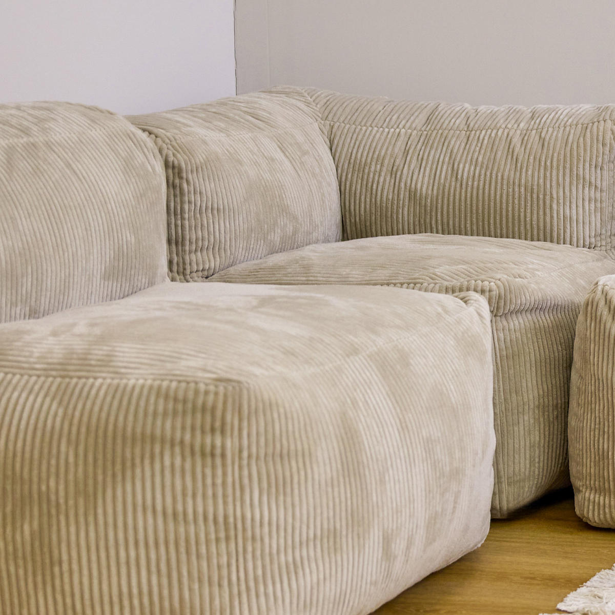 SITZSACK-SOFA 4-tlg. ZEN: 2 Ecksessel, 2 Sessel - Beige, Textil (500/68/100cm) - icon