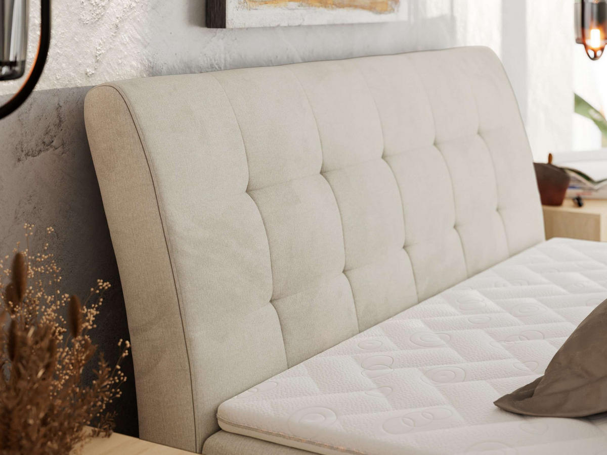 BOXBETT DAGOS 180/200 - Beige Velvet - H3 - Topper T25 - Beige, Textil (180/200cm) - MKS