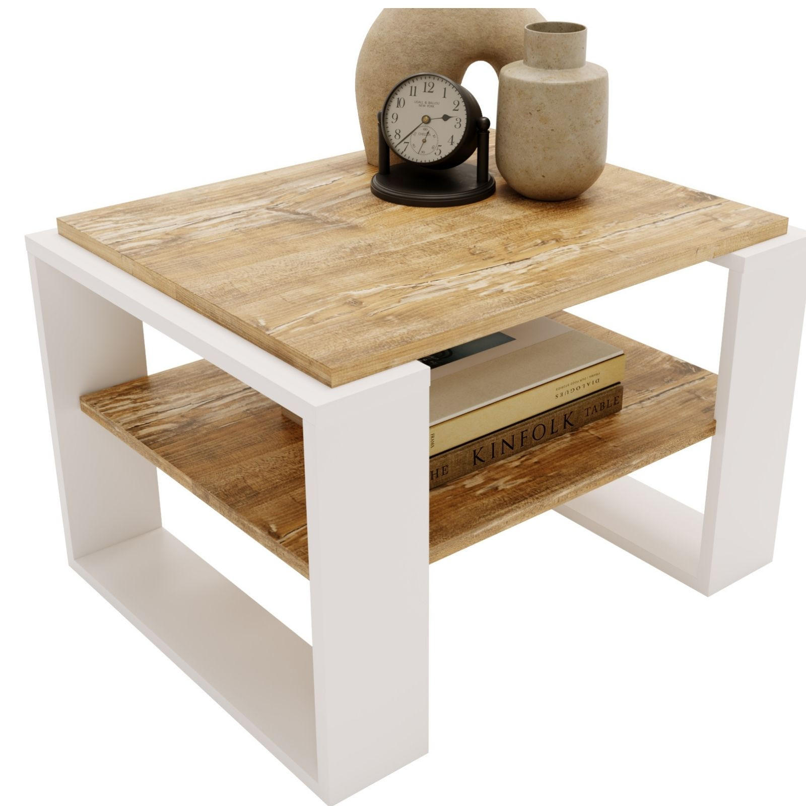 COUCHTISCH Kaja63 63/42/53,8 - Kiefer Milford/Weiß, Holzwerkstoff (54/63/42cm) - RAUMHIRSCH FURNITURE