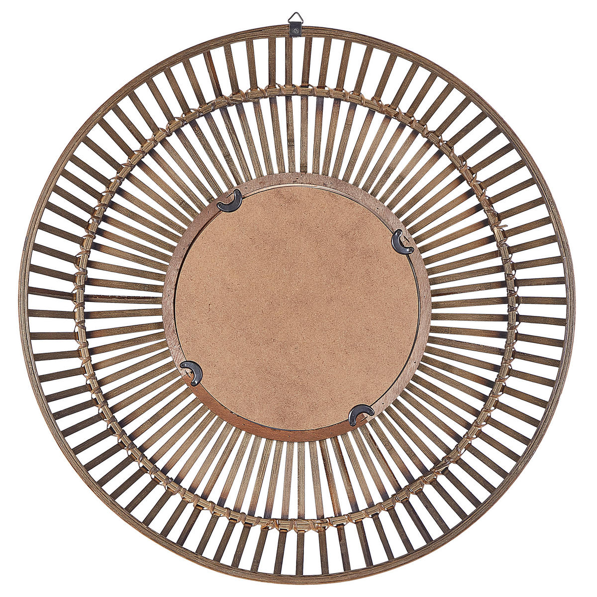 WANDSPIEGEL dunkler Holzfarbton Bambusholz 66 cm Blasito - Dunkelbraun, Holz (66/66/2cm) - Beliani