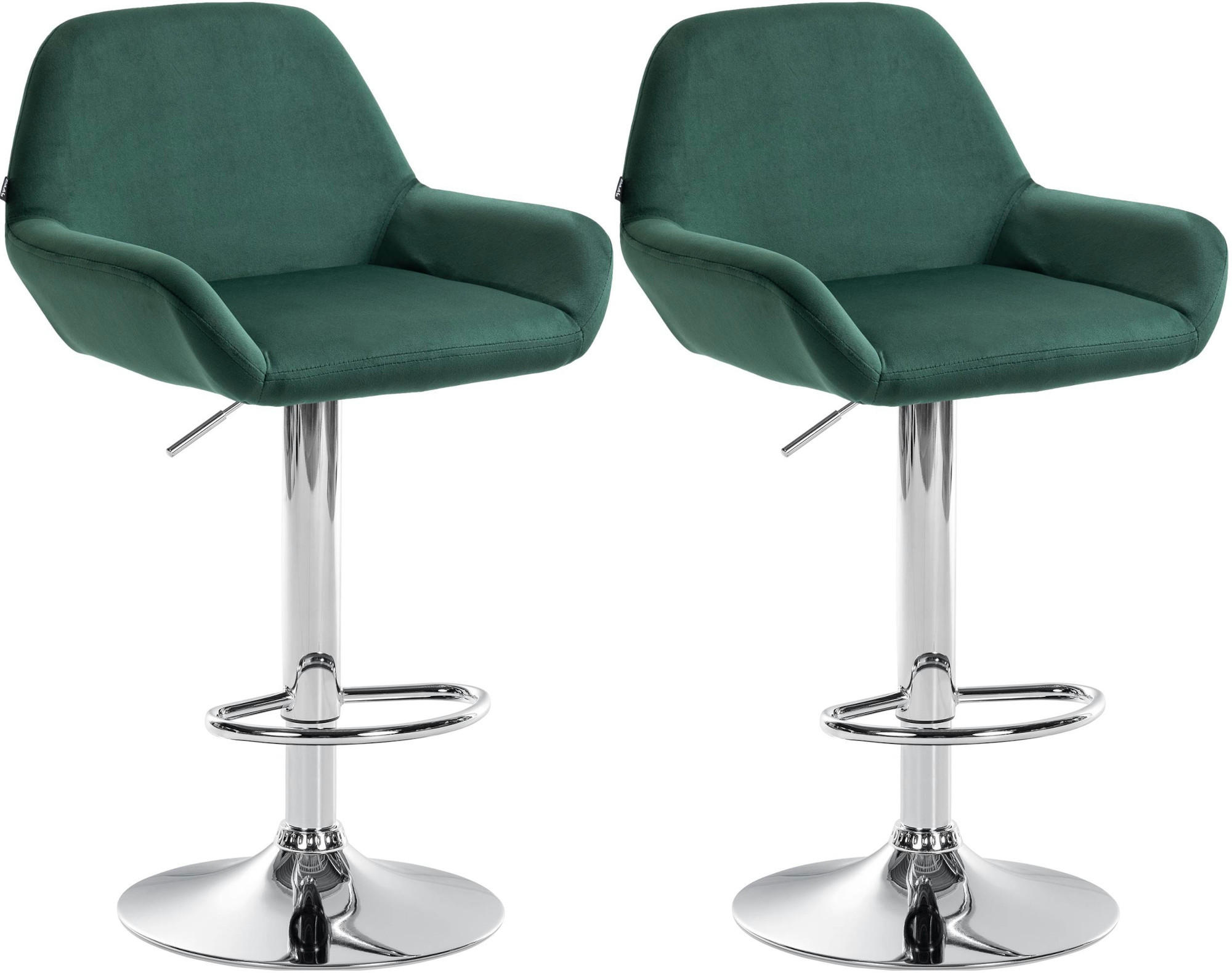 BARHOCKER 2er Set Samt Dunkelgrün - Chromfarben/Dunkelgrün, Textil/Metall (51/89/52cm) - CLP