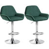 BARHOCKER 2er Set Samt Dunkelgrün - Chromfarben/Dunkelgrün, Textil/Metall (51/89/52cm) - CLP