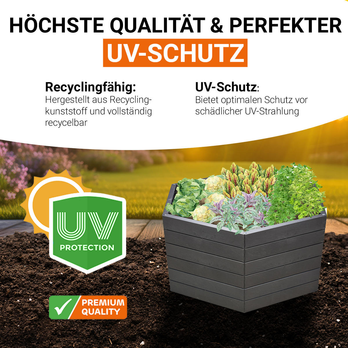 HOCHBEET XL 75, , inkl. Wassersparsystem - Anthrazit, Kunststoff (145/75/145cm) - GARANTIA