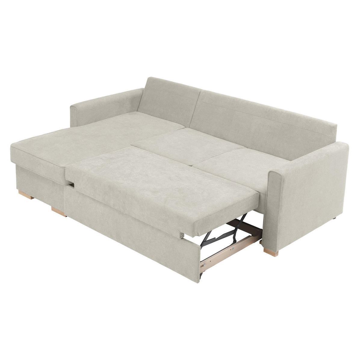 ECKSOFA mit Auszugsbett Kaysa Flachgewebe silber - Silberfarben, Kunststoff (160/229cm) - 58aufmkessel