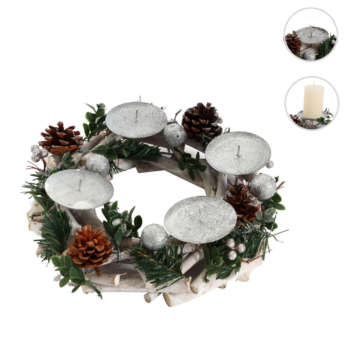 ADVENTSKRANZ OHNE KERZEN Weiß - Weiß, Holz (10cm) - MCW