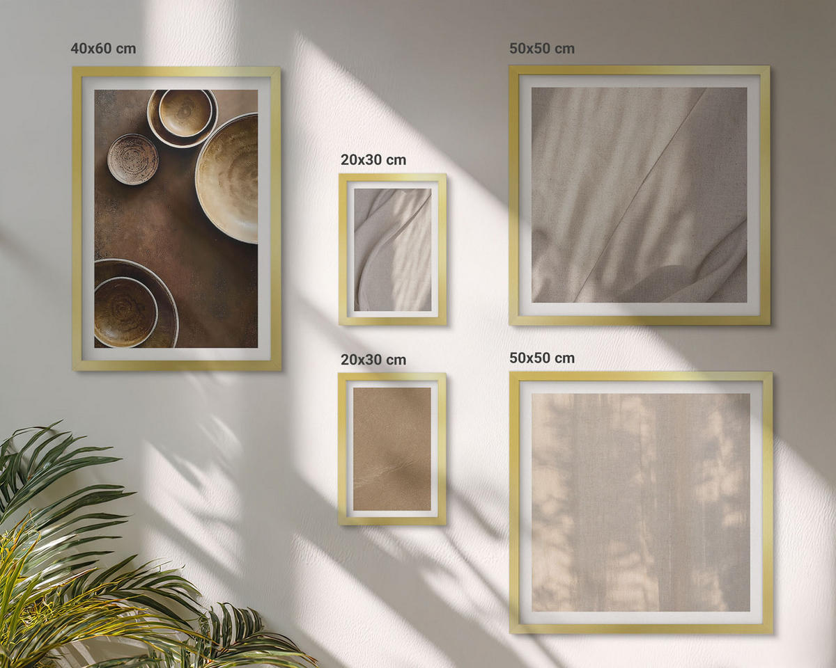 WANDBILDER 5er Set - 50x50 cm & 20x30 cm & 40x60 cm Goldrahmen - Strukturen, Texturen, Minimalismus - Goldfarben, Kunststoff (40/60cm) - ArtPrintCave