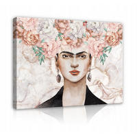 LEINWANDBILD Frida Kahlo Frau Blumen 60x40 - Multicolor, Holzwerkstoff (60/40cm) - Wallarena