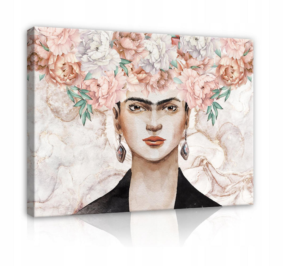 LEINWANDBILD Frida Kahlo Frau Blumen 60x40 - Multicolor, Holzwerkstoff (60/40cm) - Wallarena