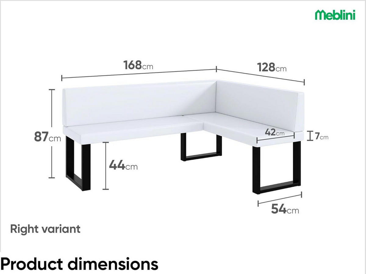 ECKBANK TONI_U - Weiß, Leder (128/168cm) - Meblini