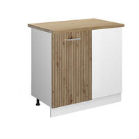 ECKUNTERSCHRANK R-Line Artisan-Eiche 86 cm, AP Eiche - Weiß/Eiche Artisan, Holzwerkstoff (86/81.6/60cm) - Vicco