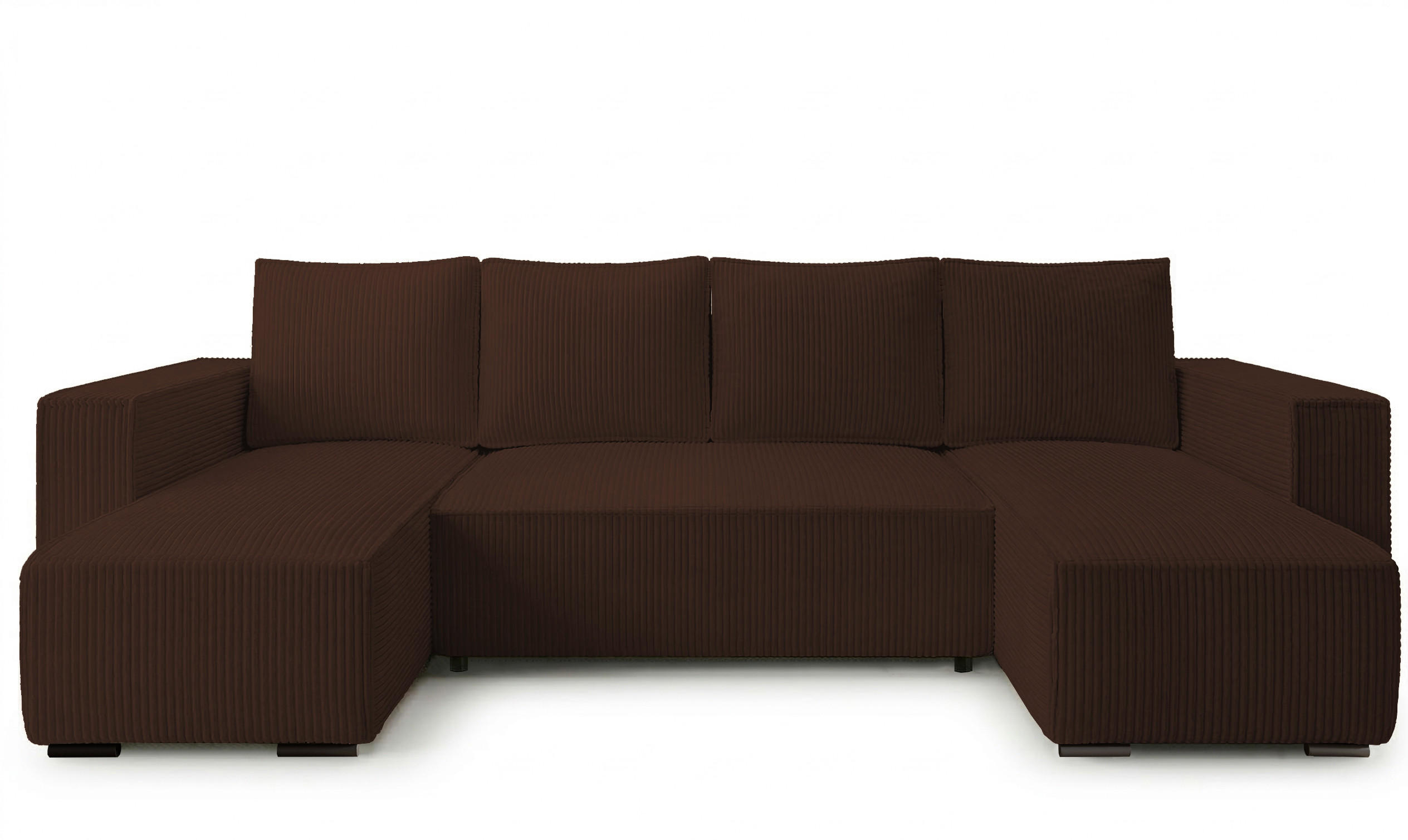 ECKSOFA CUDDY U, Eckcouch in U-Form mit Schlaffunktion und Bettkasten, Farbe: Braun, Cordstoff - Braun, Textil (305/85/140cm) - Storez24