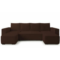 ECKSOFA CUDDY U, Eckcouch in U-Form mit Schlaffunktion und Bettkasten, Farbe: Braun, Cordstoff - Braun, Textil (305/85/140cm) - Storez24