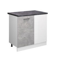 ECKUNTERSCHRANK R-Line Beton 86 cm, AP Anthrazit - Schieferfarben/Weiß, Holzwerkstoff (86/81.6/60cm) - Vicco