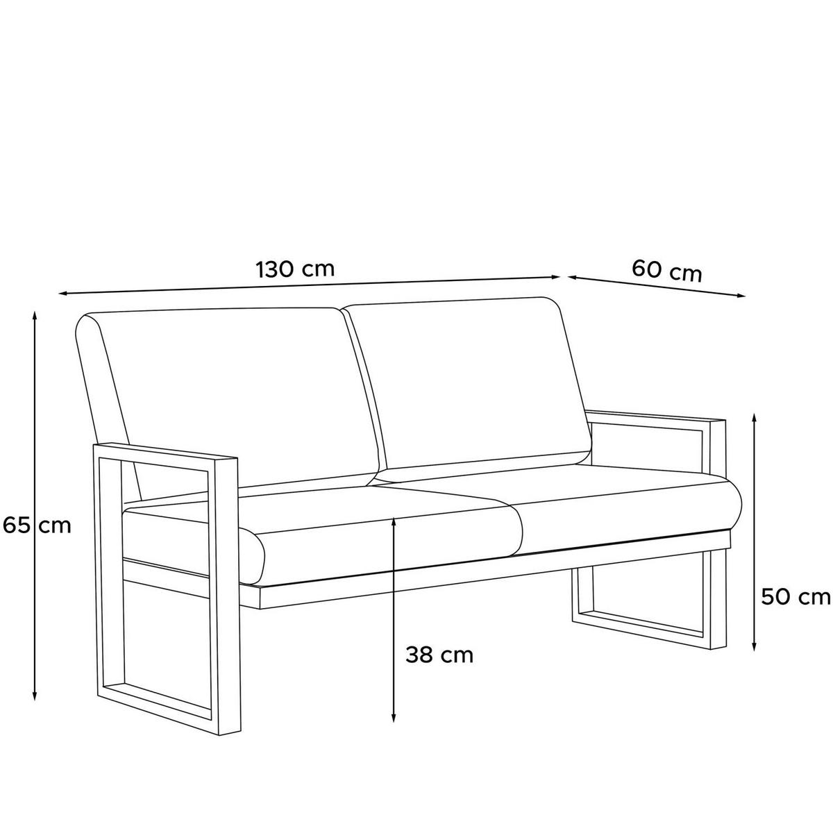 GARTENSOFA FRENA 2-Personen ,Schwarz/Beige - Beige/Schwarz, Textil/Metall (130/65/60cm) - KONSIMO®