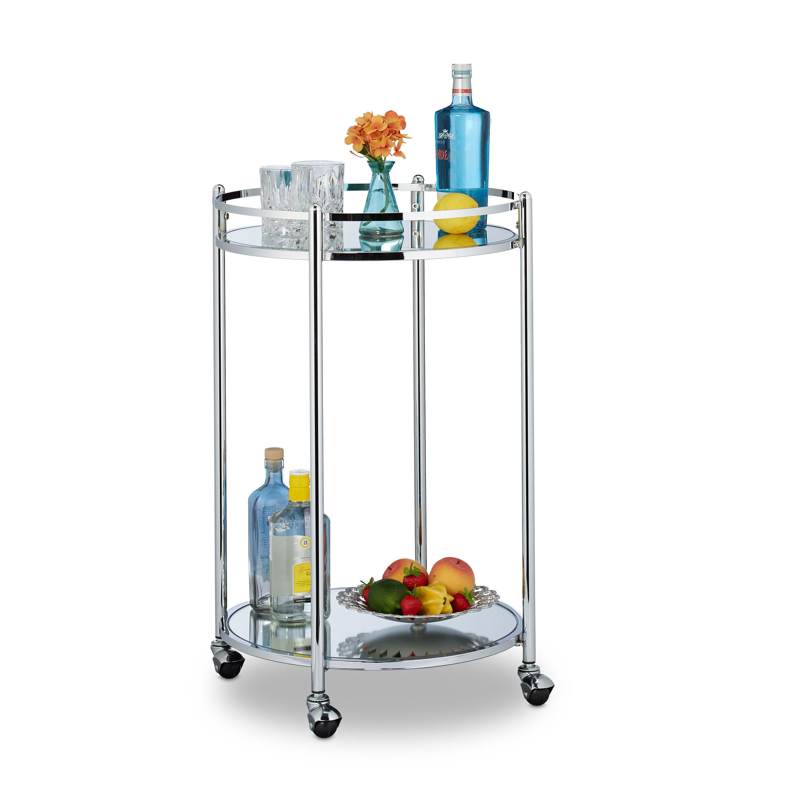 CARUCIOR Argintiu rotund 2 rafturi