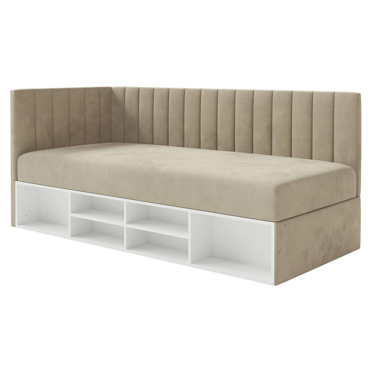 JUGENDBETT Ventrio Graubeige Easy-Clean-Samtbezug 90x200 cm - Taupe, Holz/Textil (90/200cm) - Selsey