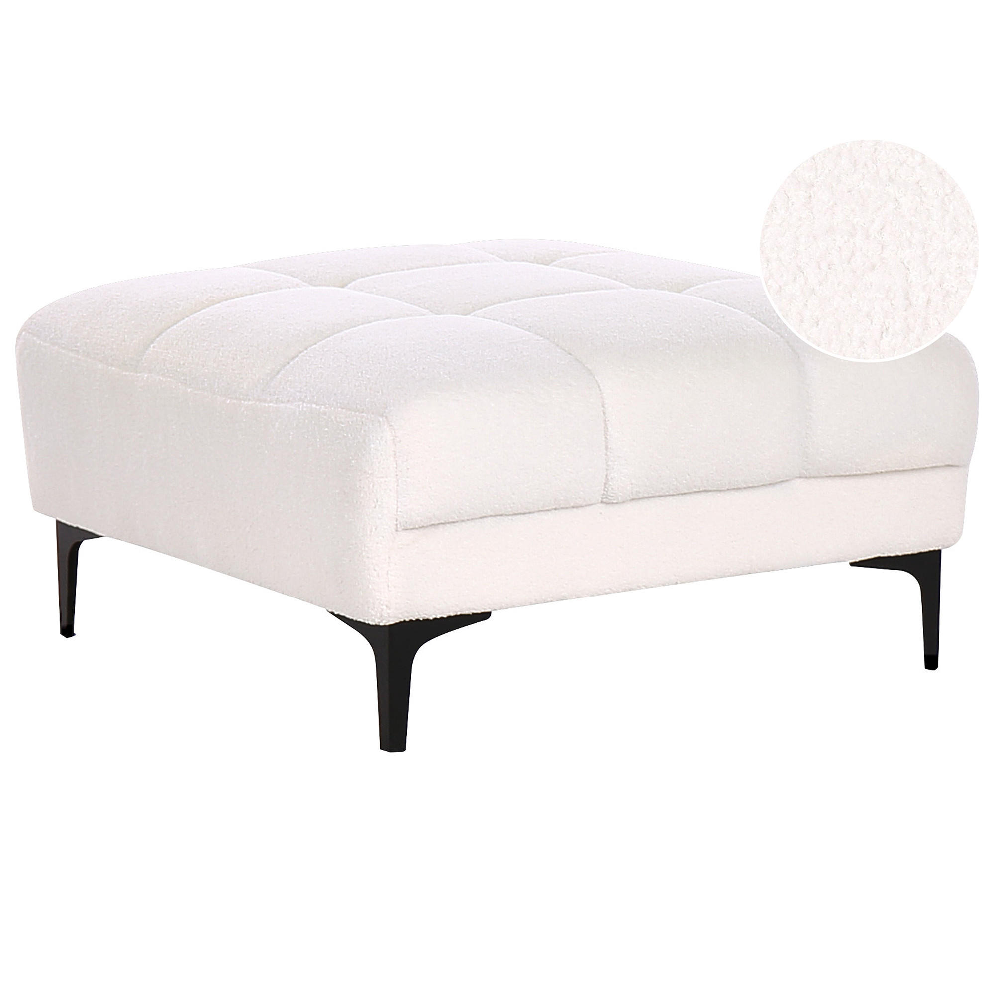 OTTOMANE Bouclé Weiß Alnes - Weiß, Textil (88/41/80cm) - Beliani