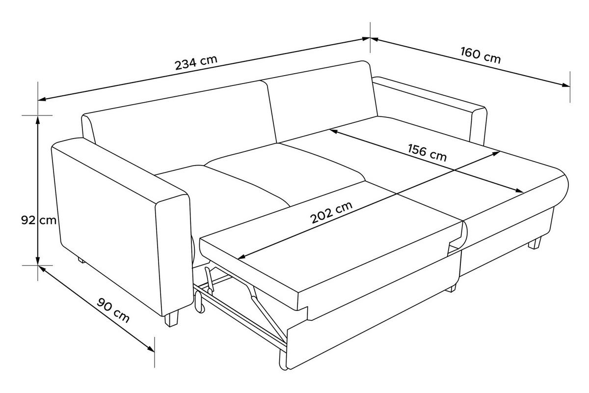 ECKSCHLAFSOFA EGRET Rechts mit Bettkasten, Cord-Stoff, hellgrau - Hellgrau, Textil (234/90cm) - KONSIMO®