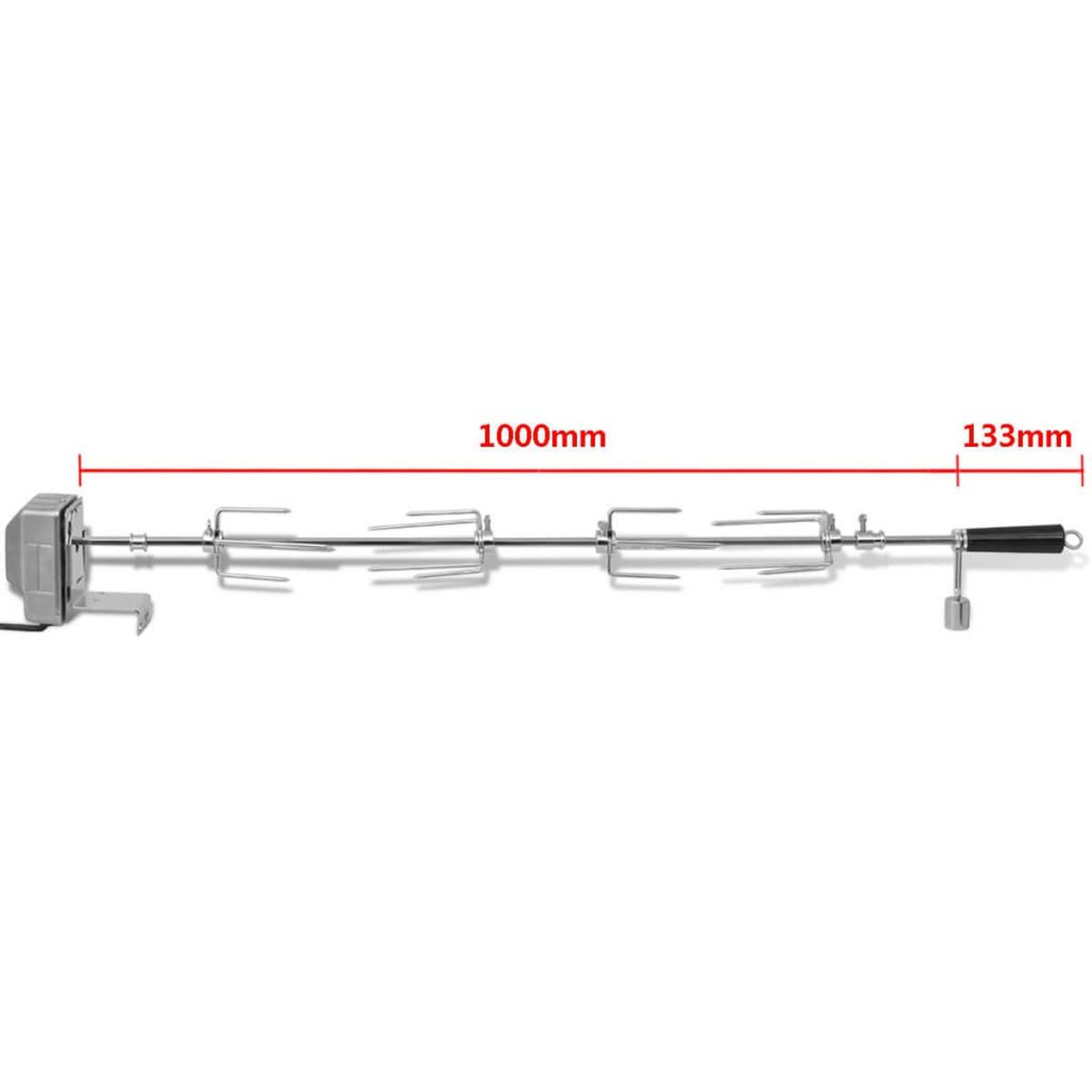 GRILLSPIESS Mit Motor Stahl 1000 Mm - Chromfarben, Metall (9.3cm) - vidaXL