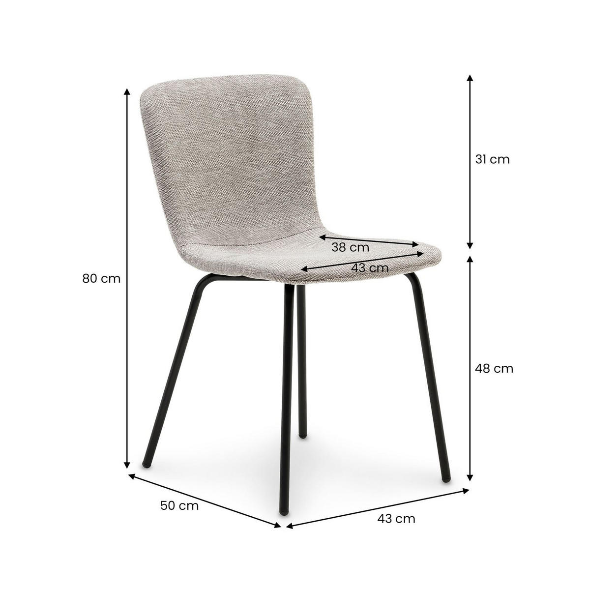 ESSZIMMERSTÜHLE AUDREY 4ER-SET - Grau, Textil (43/80/50cm) - IDIMEX