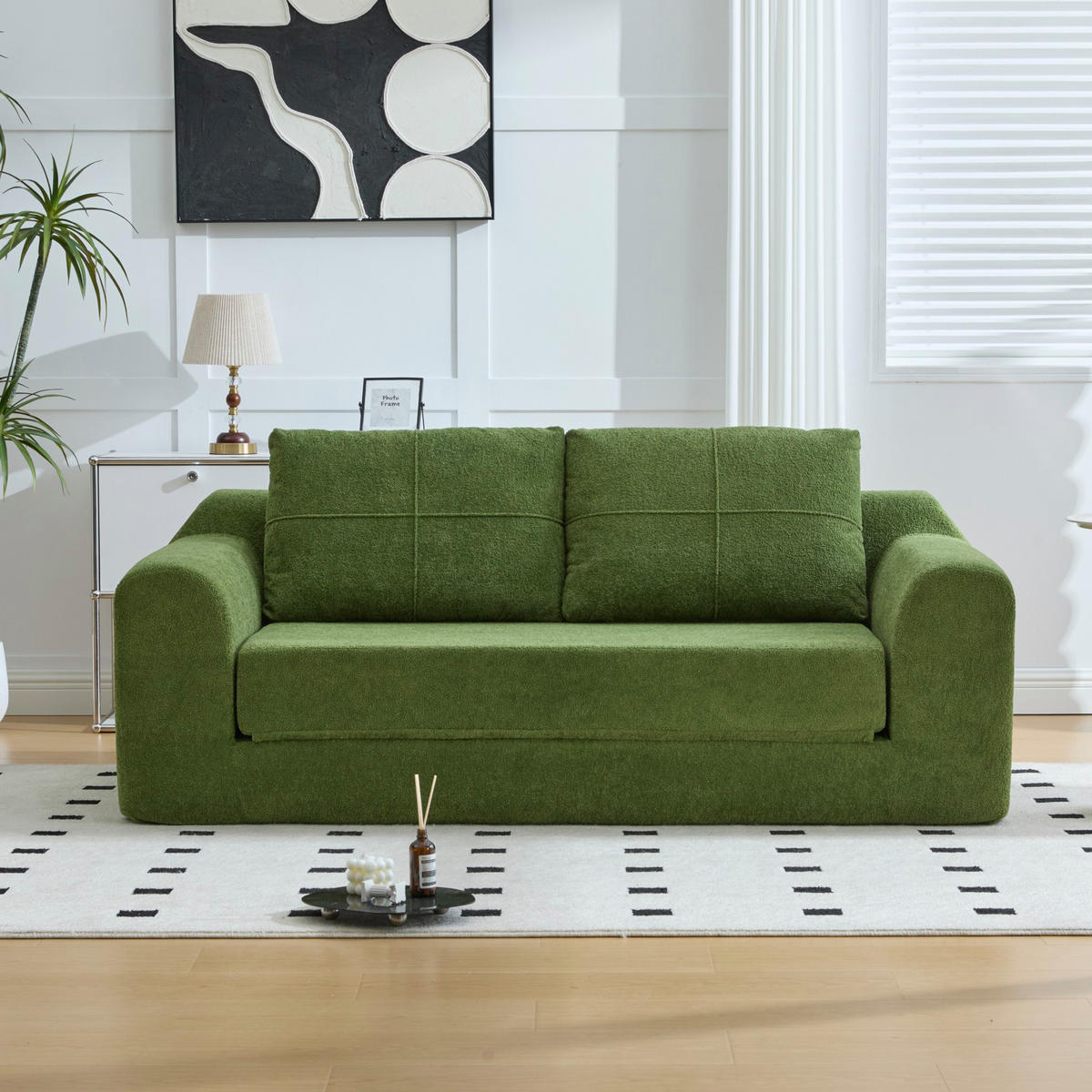 SCHLAFSOFA 2-in-1 klappbar 179 x 95 x 79 cm Army Green - Grün, Holzwerkstoff (178/61.5/76cm) - Meubliv