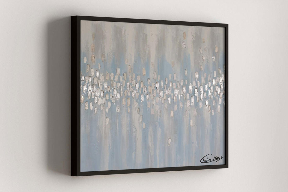 ACRYLBILD HANDGEMALT 100/75 cm - Blau/Beige, Holz/Textil (1.68/75cm) - KUNSTLOFT