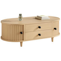 COUCHTISCH 100/50/36 cm Naturholz aus MDF mit Rolltüren und 2 Schubladen - Naturfarben, Holzwerkstoff (50/100/36cm) - OKWISH