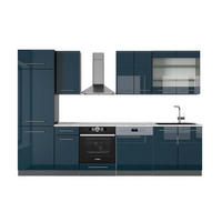 KÜCHENZEILE Fame-Line Dunkelblau Hochglanz/Anthrazit 300 cm, AP Marmor - Anthrazit/Dunkelblau, Holzwerkstoff (300/81.6/60cm) - Vicco