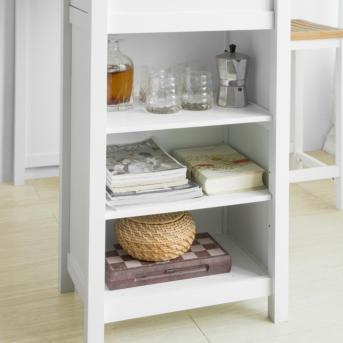 BARTISCH Weiß-Natur - Weiß, Holzwerkstoff (120/90/55cm) - SoBuy