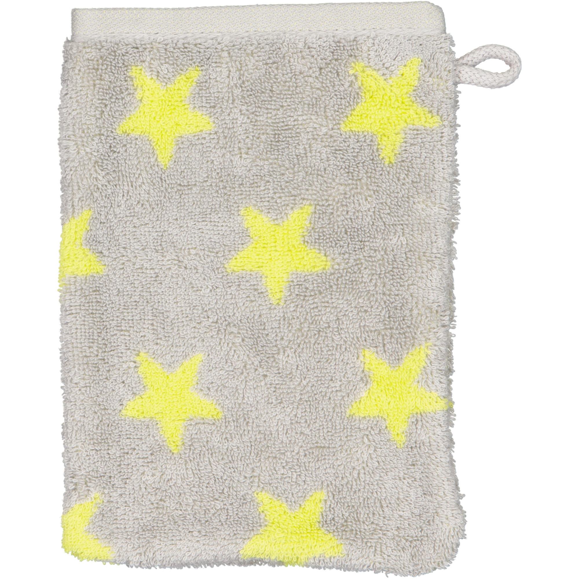 WASCHHANDSCHUH NEW STARS STERNE KLEIN 6261 PLATIN/LIME - 75 - Gelb, Textil (16/22cm) - Cawoe