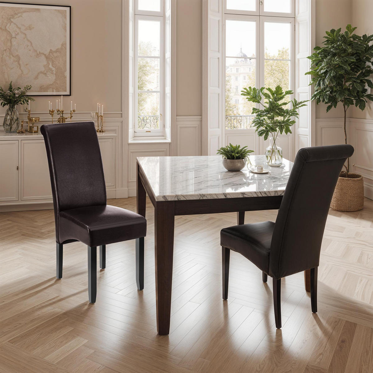 ESSZIMMERSTUHL 2er Set 44 x 63 x 106 cm braun - Braun, Textil (44/106/45cm) - tectake