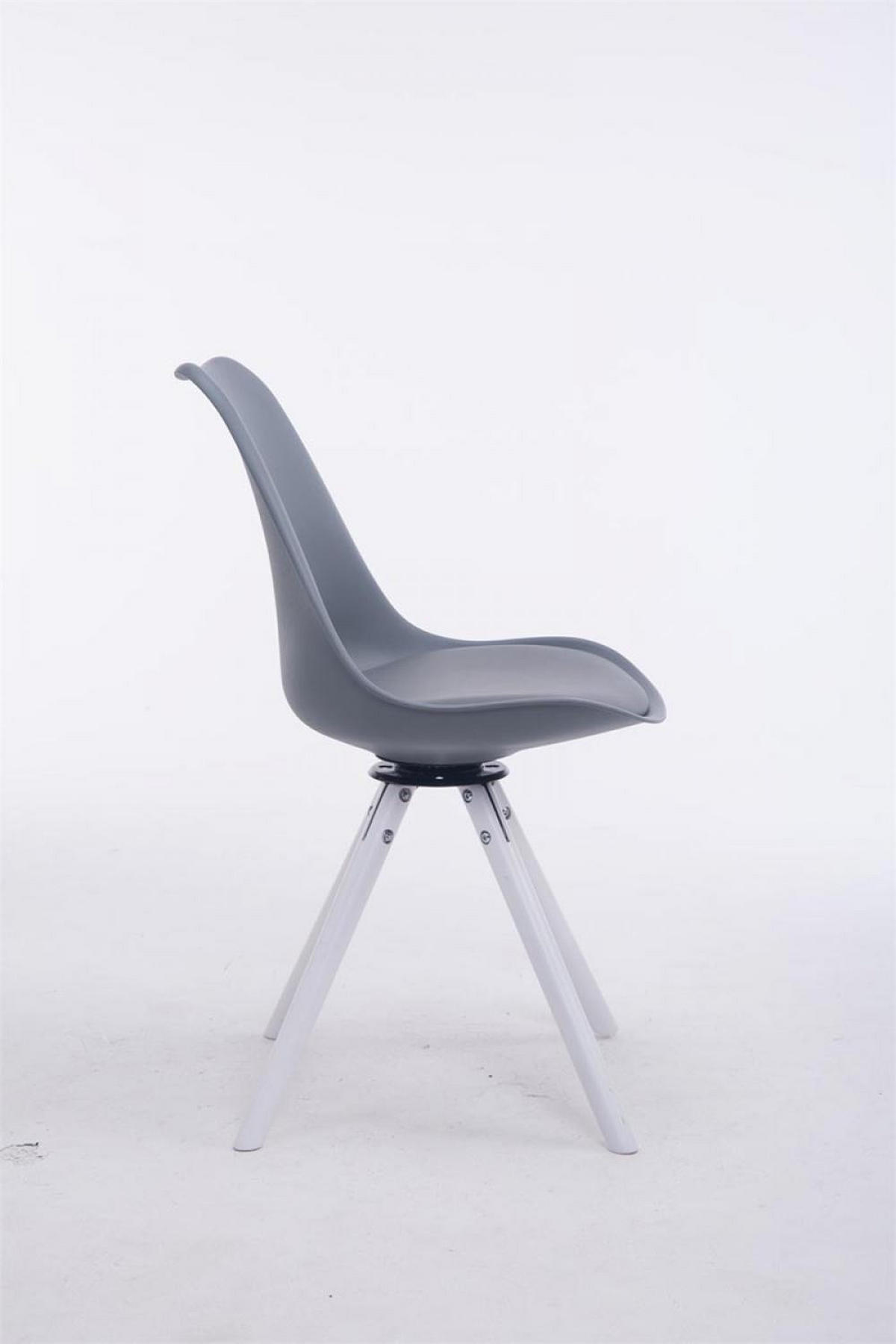 STUHL Lederlook grau - Weiß/Grau, Holz/Textil (48/84/56cm) - CLP