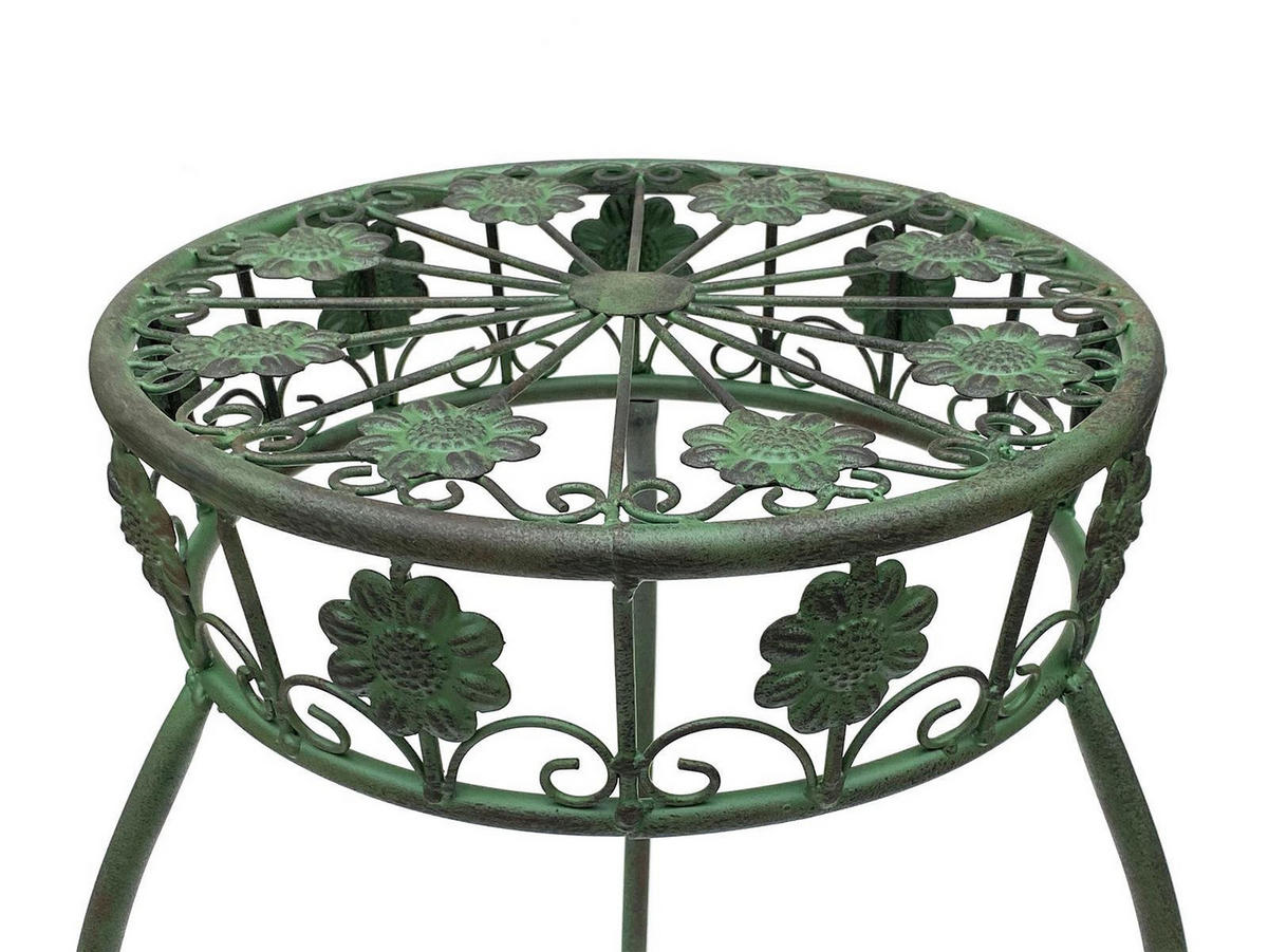 BLUMENHOCKER rund Metall Grün antik 36/36/75 cm - Grün, Metall (36/75/36cm) - DanDiBo