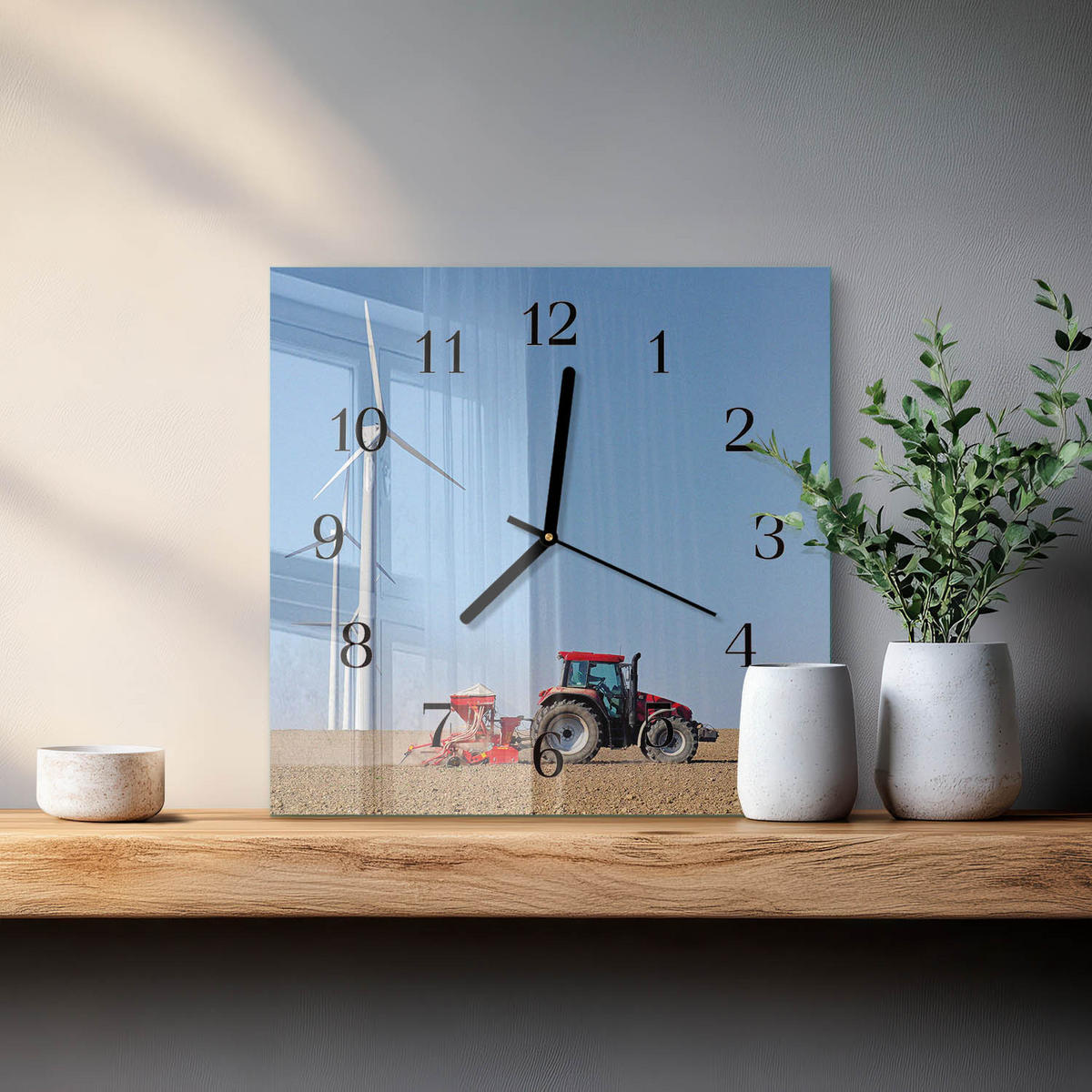 WANDUHR 30x30 cm - Traktorenfeld - Multicolor, Glas (30/30/0.4cm) - TULUP