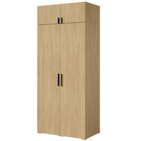 DREHTÜRENSCHRANK mit Aufsatz Napoli 2D 100 Eiche Cremona (schwarzer oder goldener Griff) - Eichefarben/Silberfarben, Holzwerkstoff/Kunststoff (100/35/60cm) - mzm24